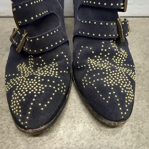 Chloe Susanna Navy Suede Booties - Picture 3 of 8